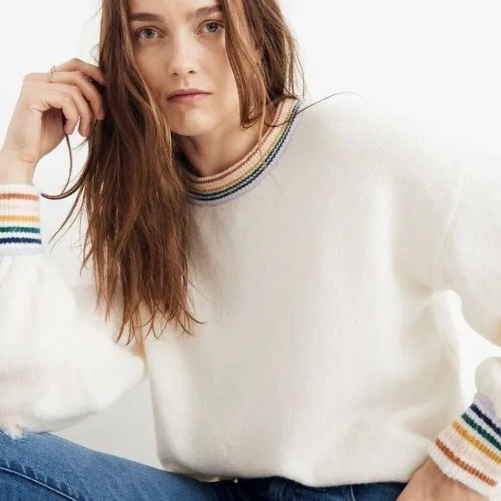 🌈 Madewell Rainbow Trim Gladwell Sweater🌈